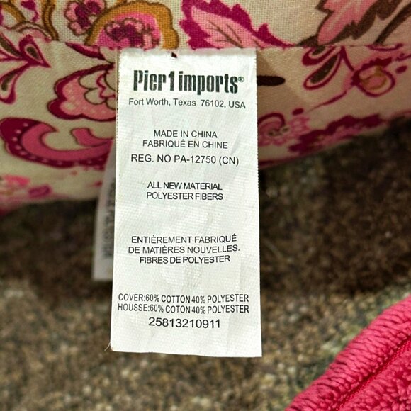 Pier 1 Imports Elephant Pillow Pink Floral Patchwork Corded Plush Bohemian India - Picture 6 of 7